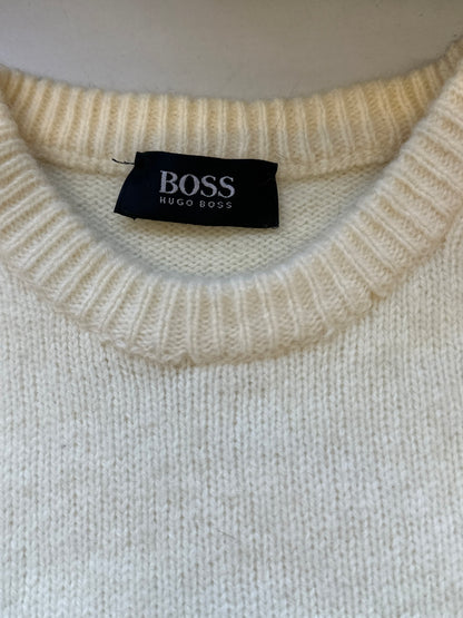 vintage cream hugo boss knit jumper