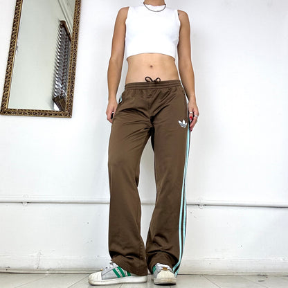 90’s adidas  brown & blue three stripe baggy joggers