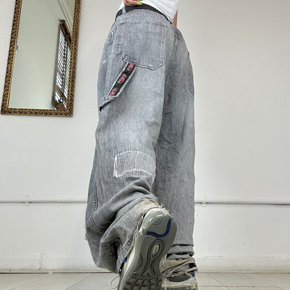 90’s washed grey baggy jeans