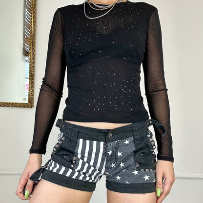 black long sleeve mesh top