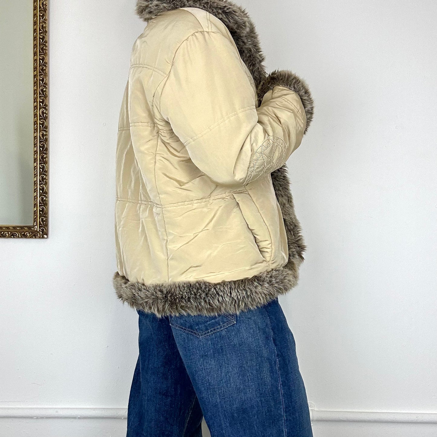 vintage fur trim afghan coat