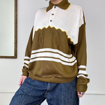 vintage brown collared polo knit jumper