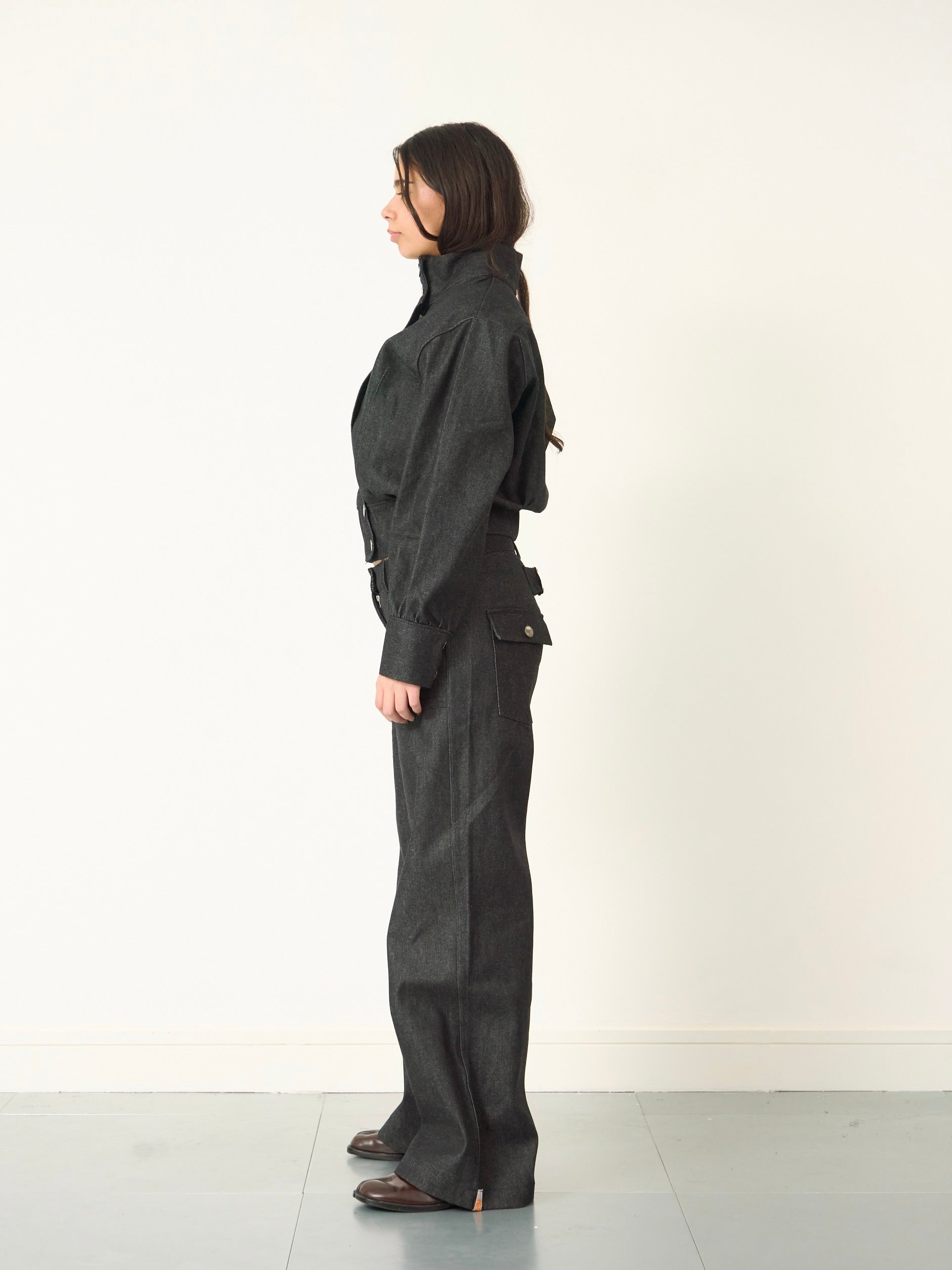 SAMPLE slouch jacket - dark grey denim