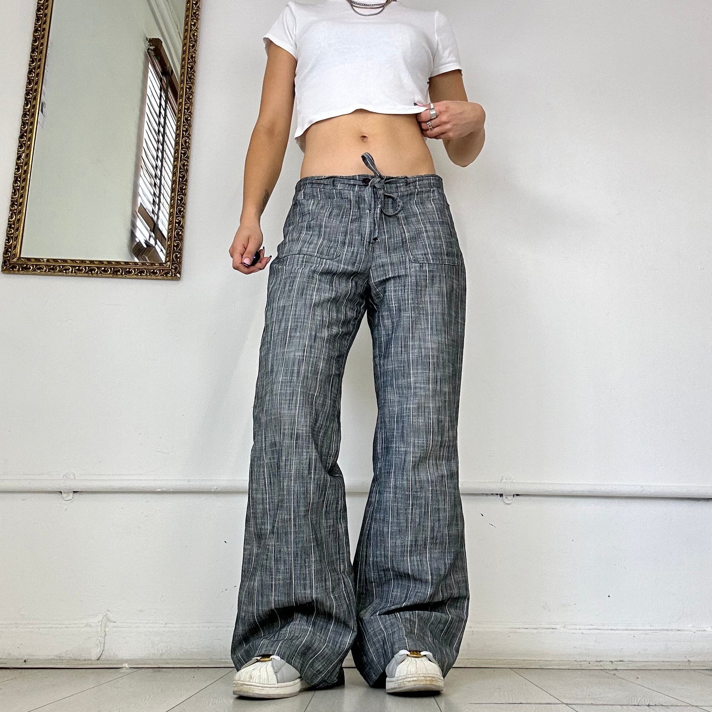 2000's wide leg pinstripe trousers