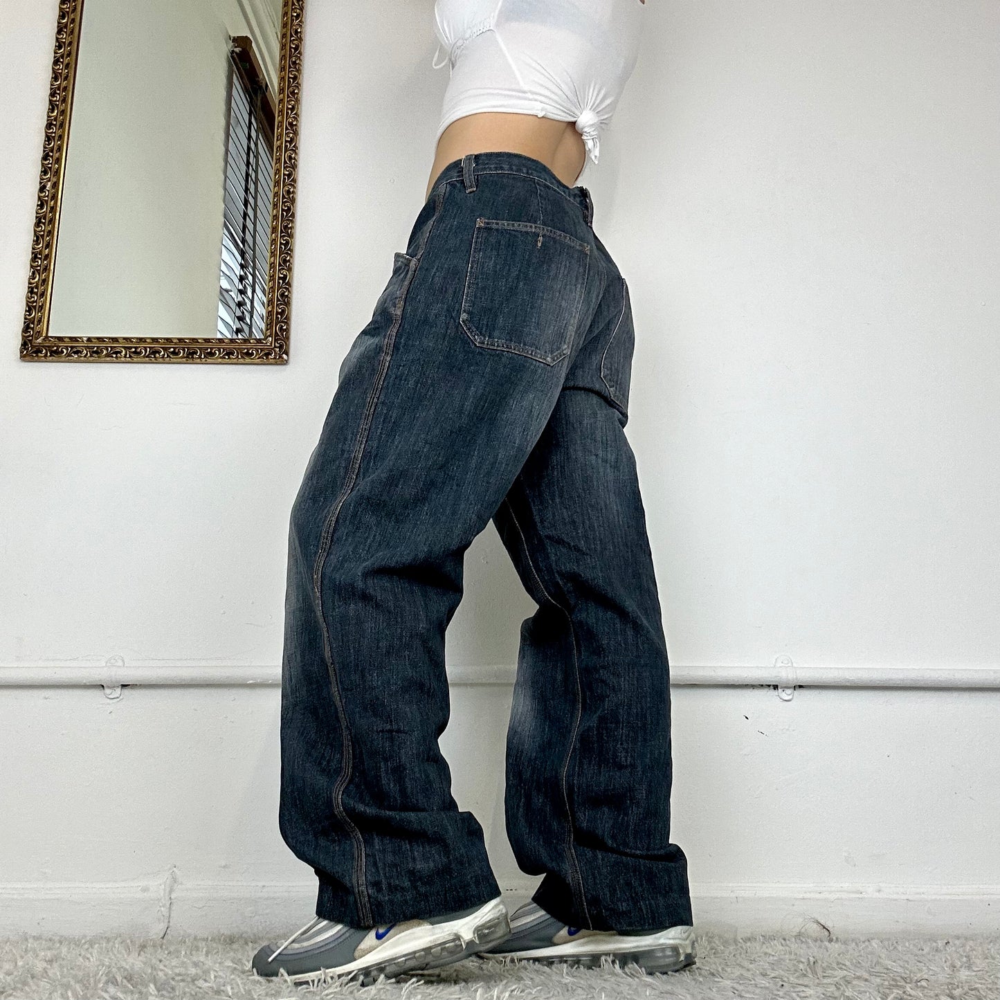 calvin klein baggy two tone jeans