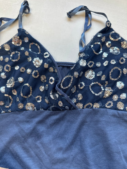 navy sequin tank top