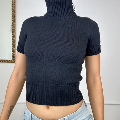 vintage moschino black zip up turtleneck top