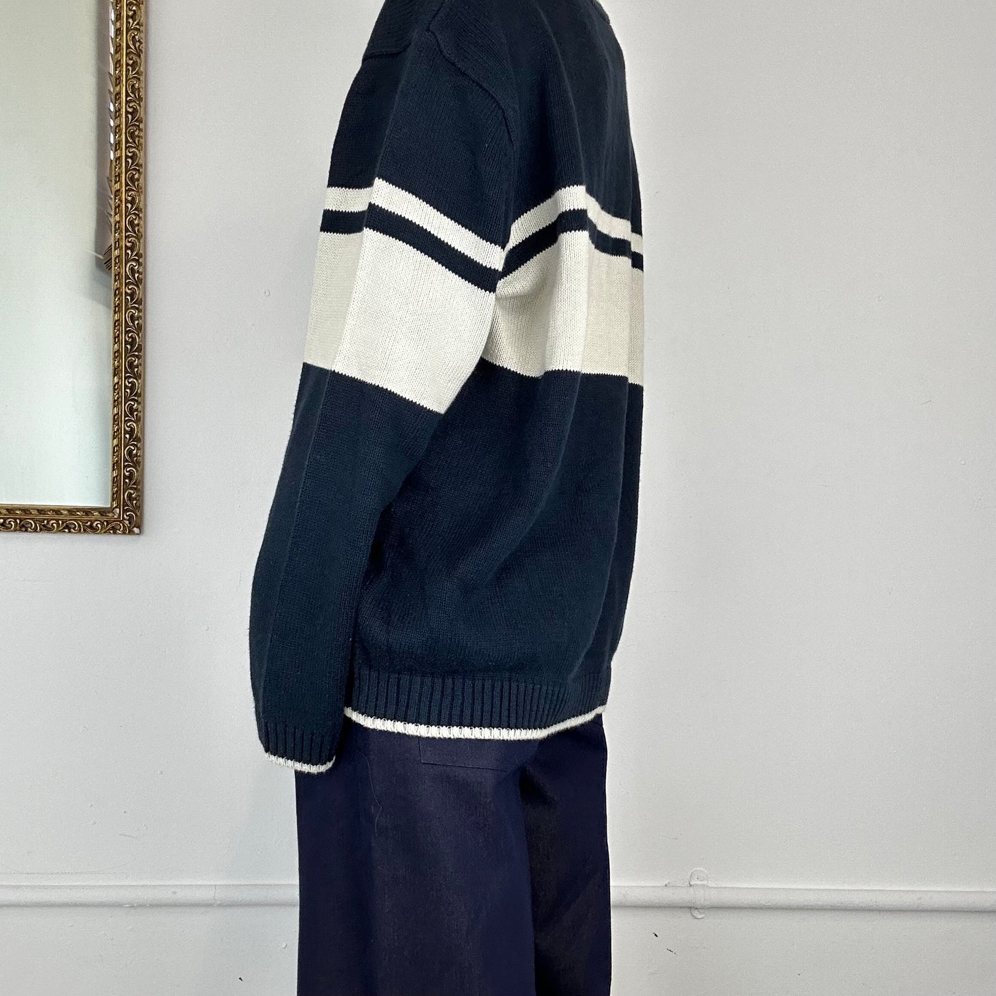 vintage navy lacoste knitted jumper