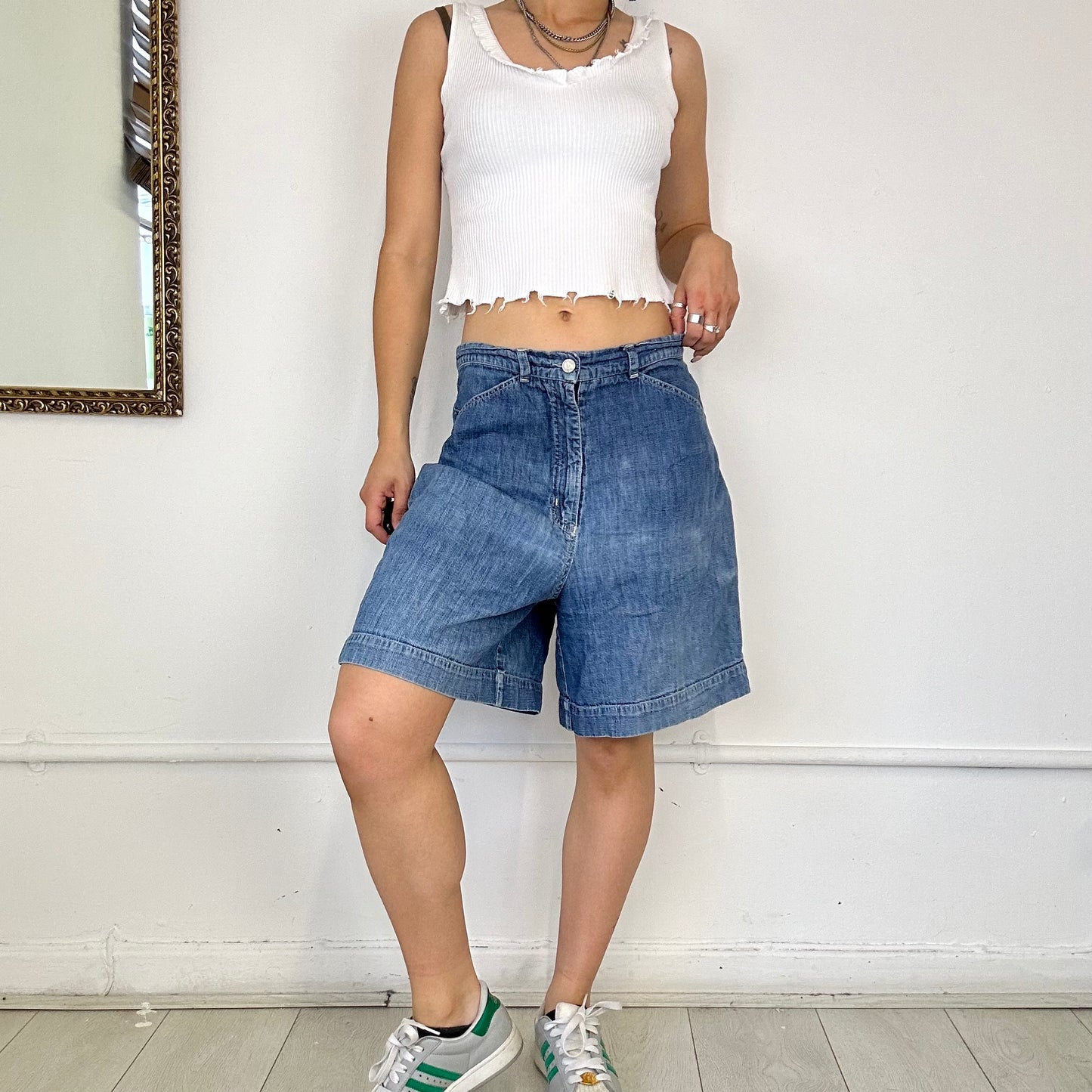 baggy denim shorts