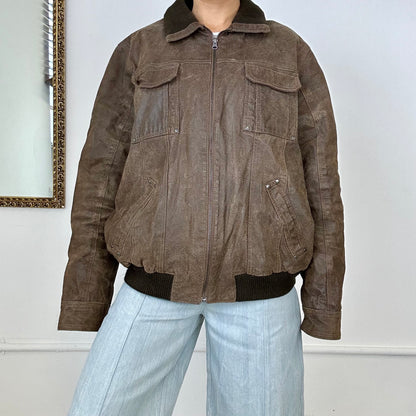 vintage brown leather jacket