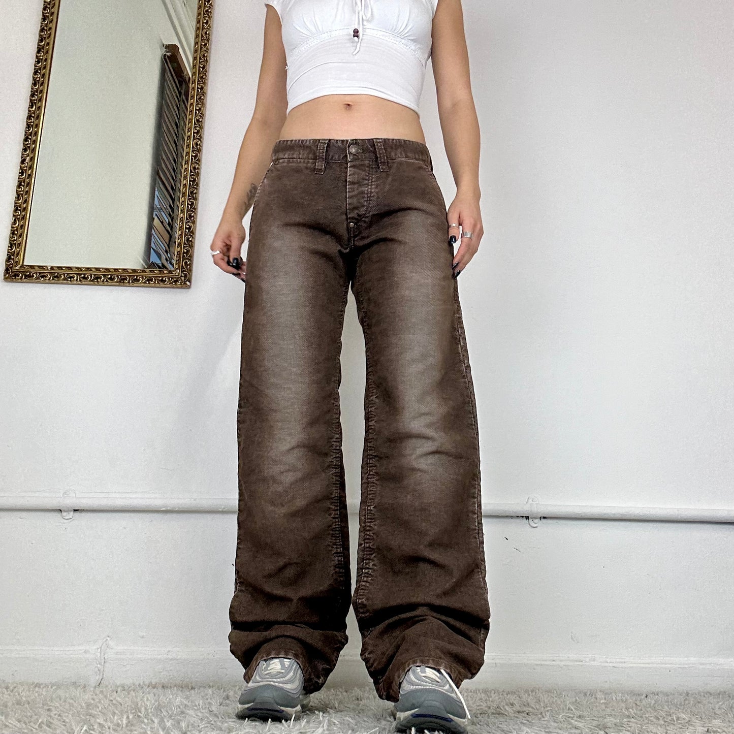 wide leg baggy curduroy trousers