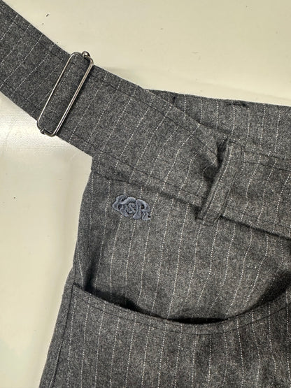 the roman trouser in grey pinstripe