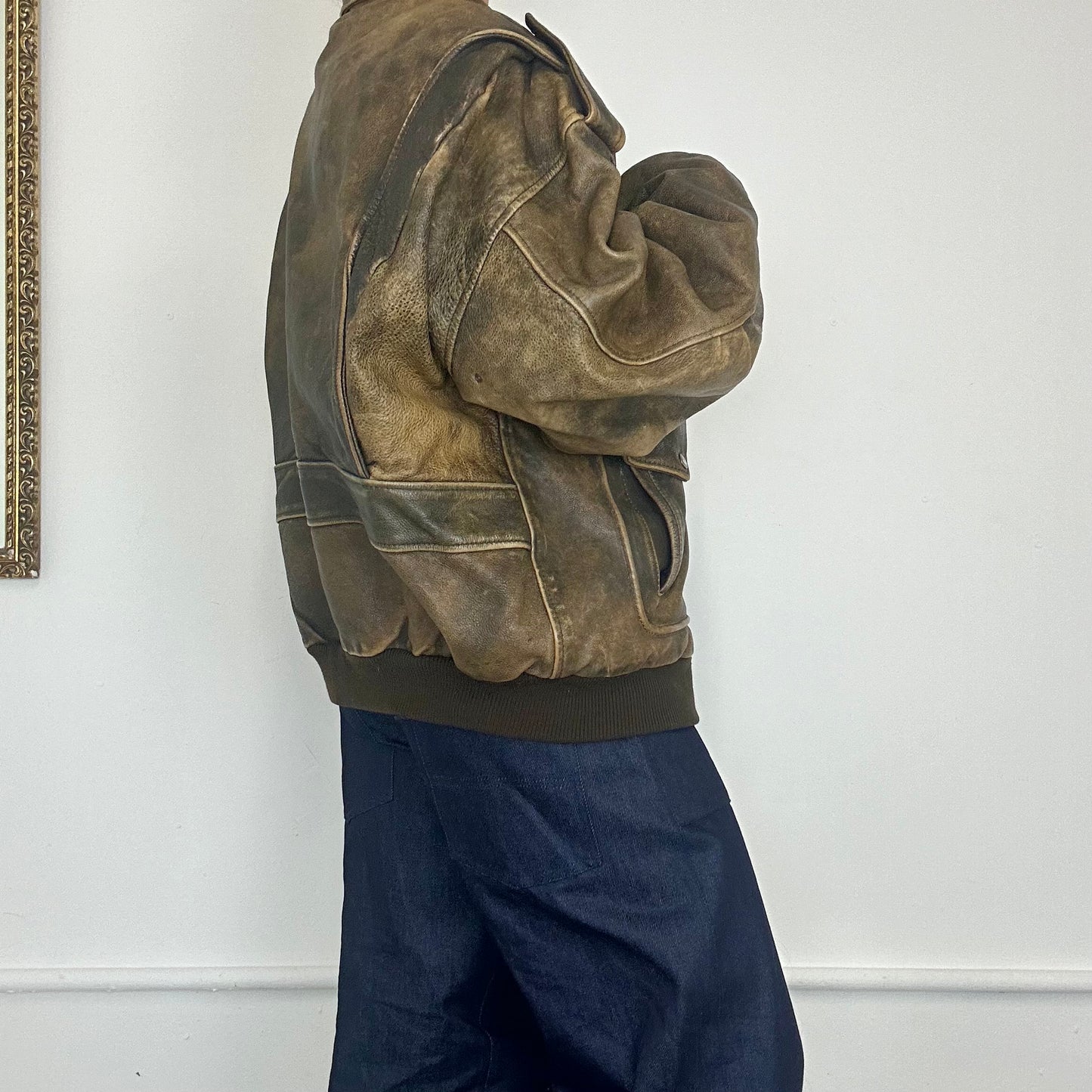 vintage leather bomber jacket