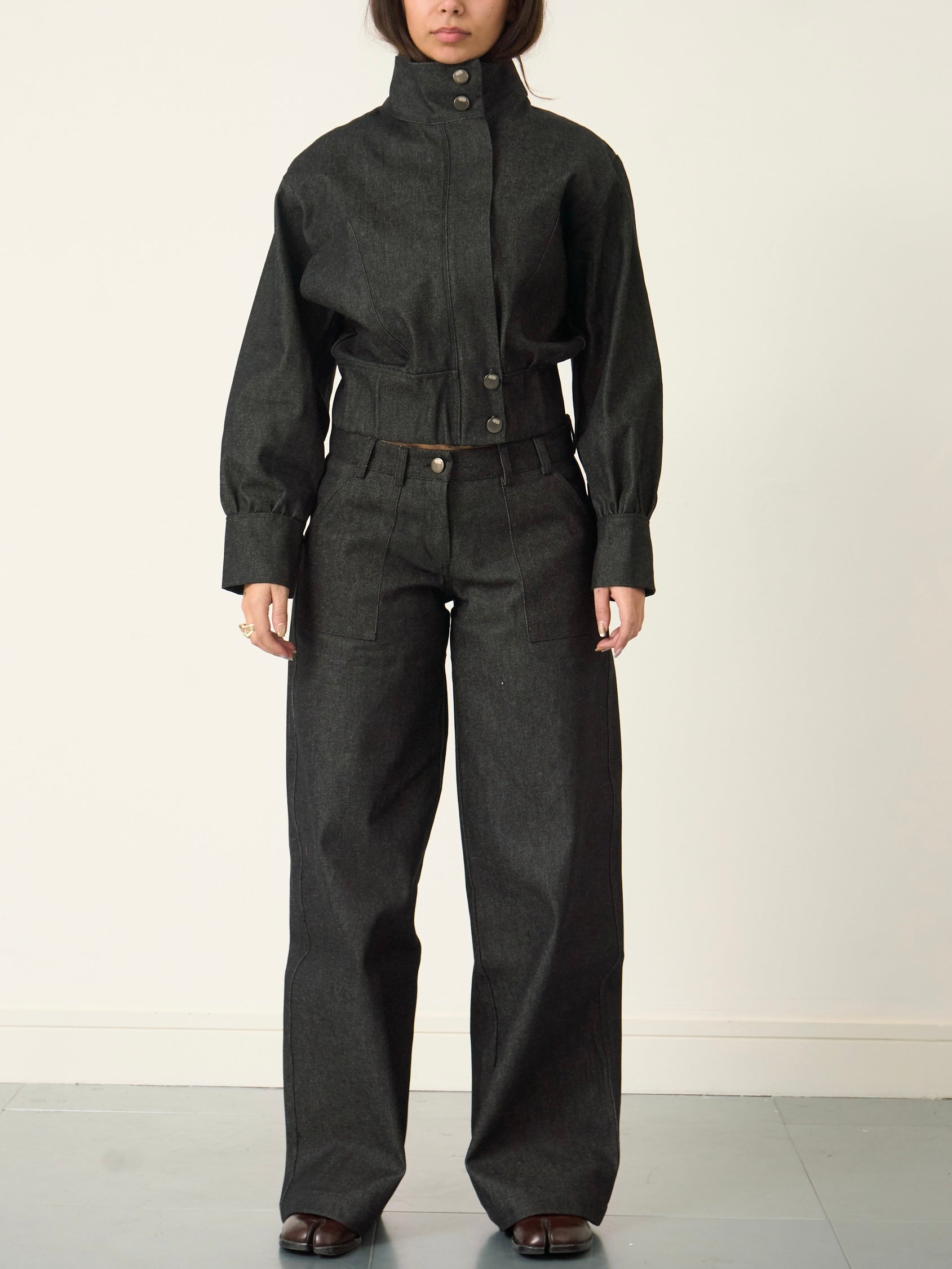 SAMPLE slouch jacket - dark grey denim