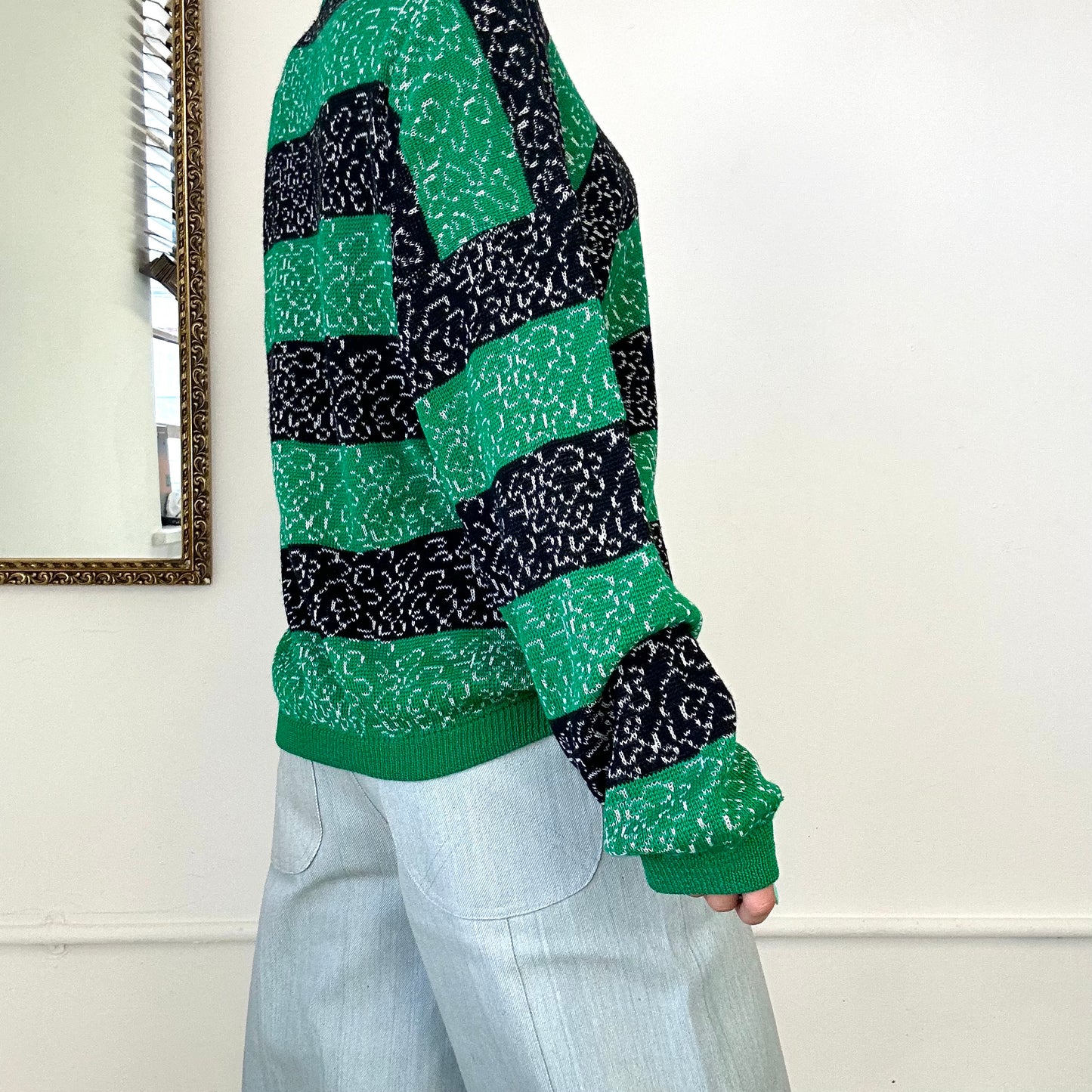 vintage italian green & black knitted jumper