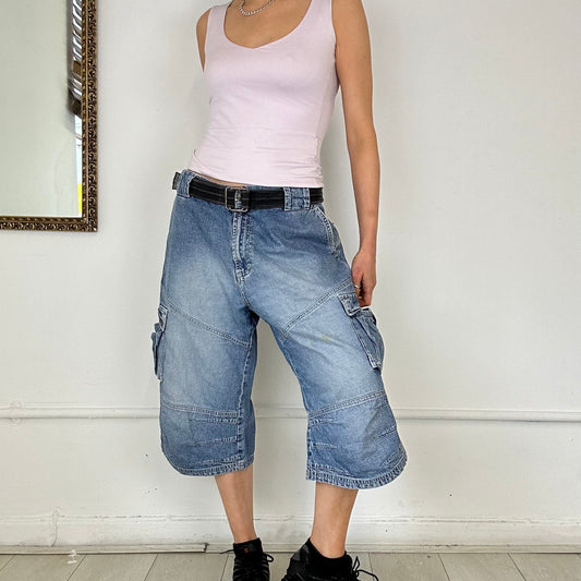 baggy long denim shorts