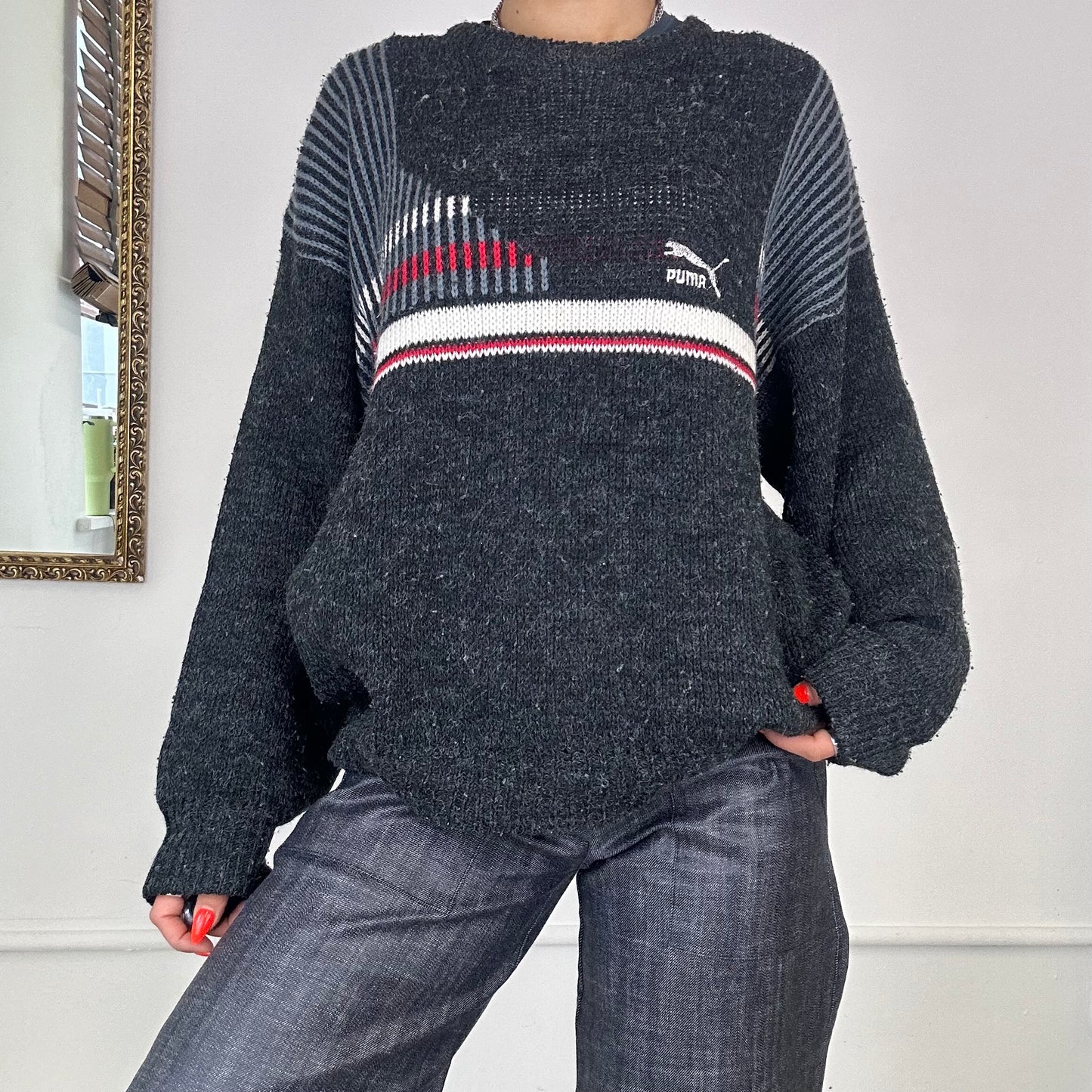 vintage wool puma knit jumper