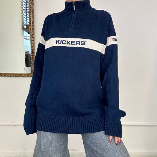 vintage kickers knitted quarter up jumper