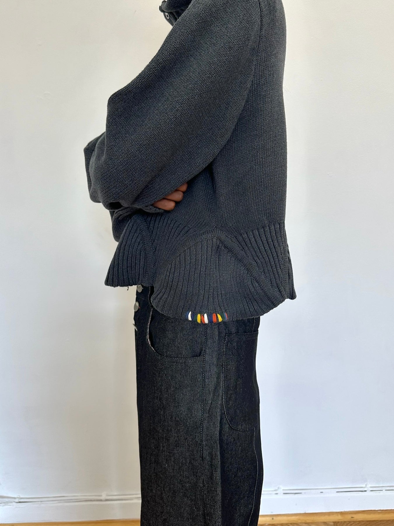 rowan peplum jumper  - grey knit