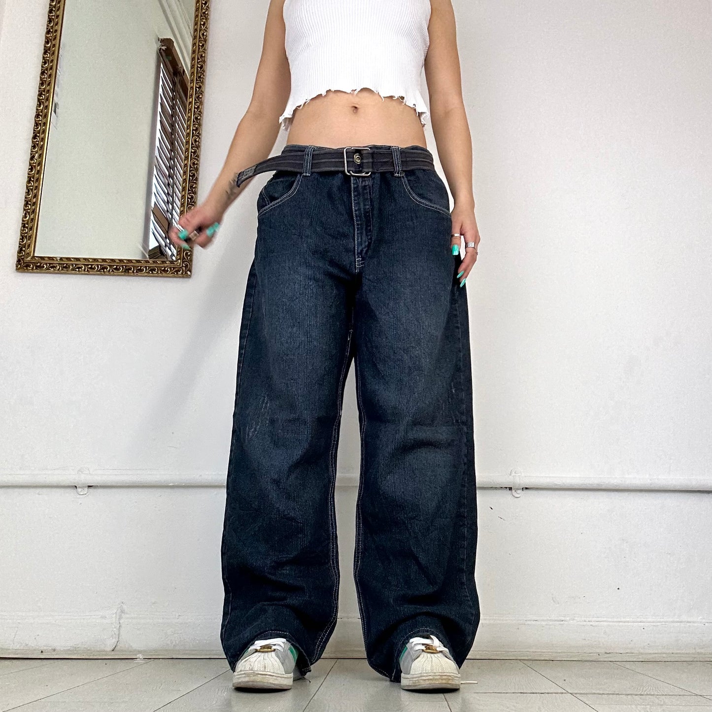 dark wash baggy jeans