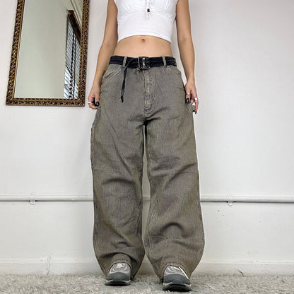 2000's pinstripe cargo jeans