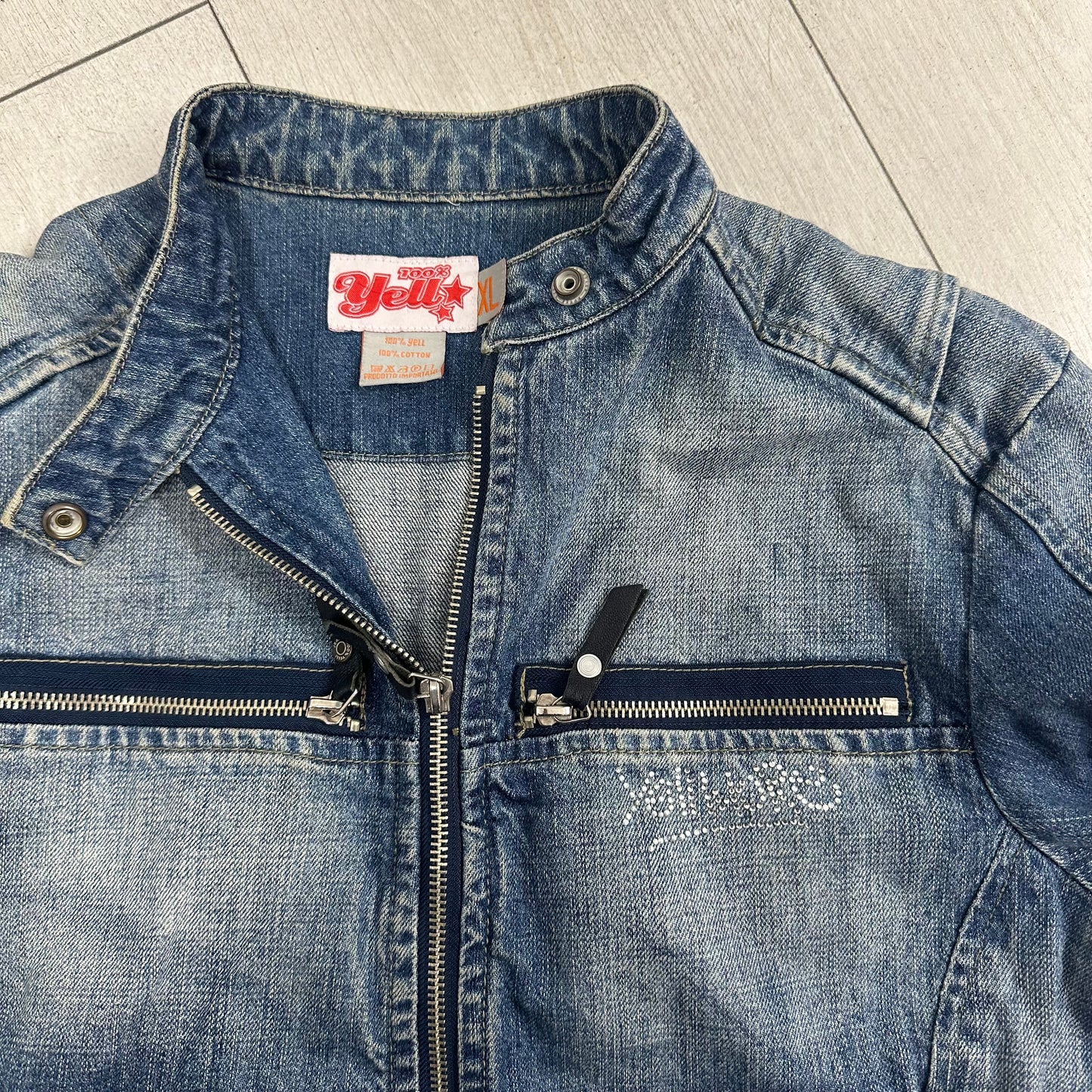 2000's denim zip up jacket