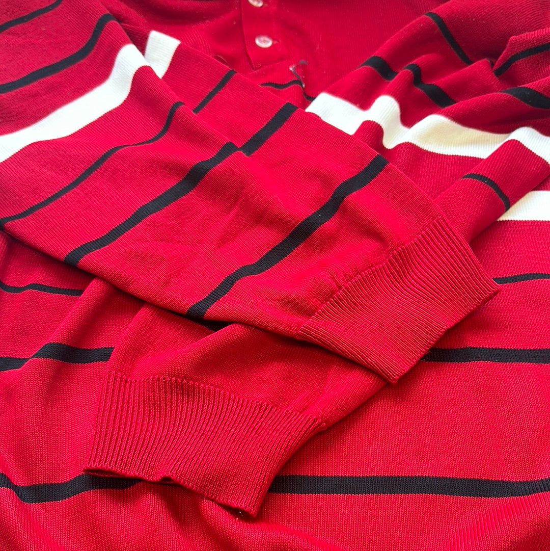 90's red striped lactose polo jumper