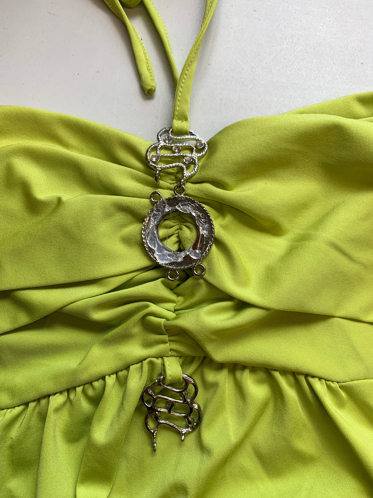 2000's lime coloured halterneck top