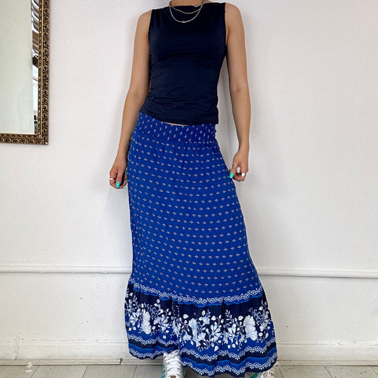 blue floaty maxi skirt