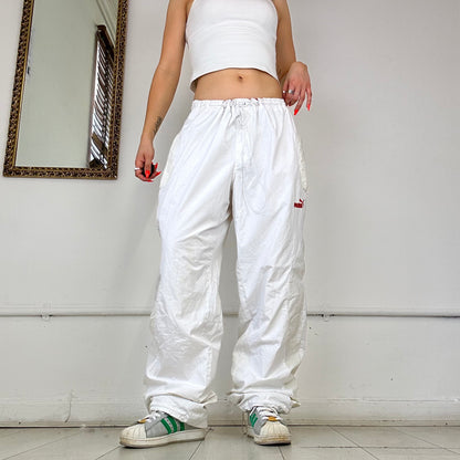 puma white baggy tracksuit bottoms