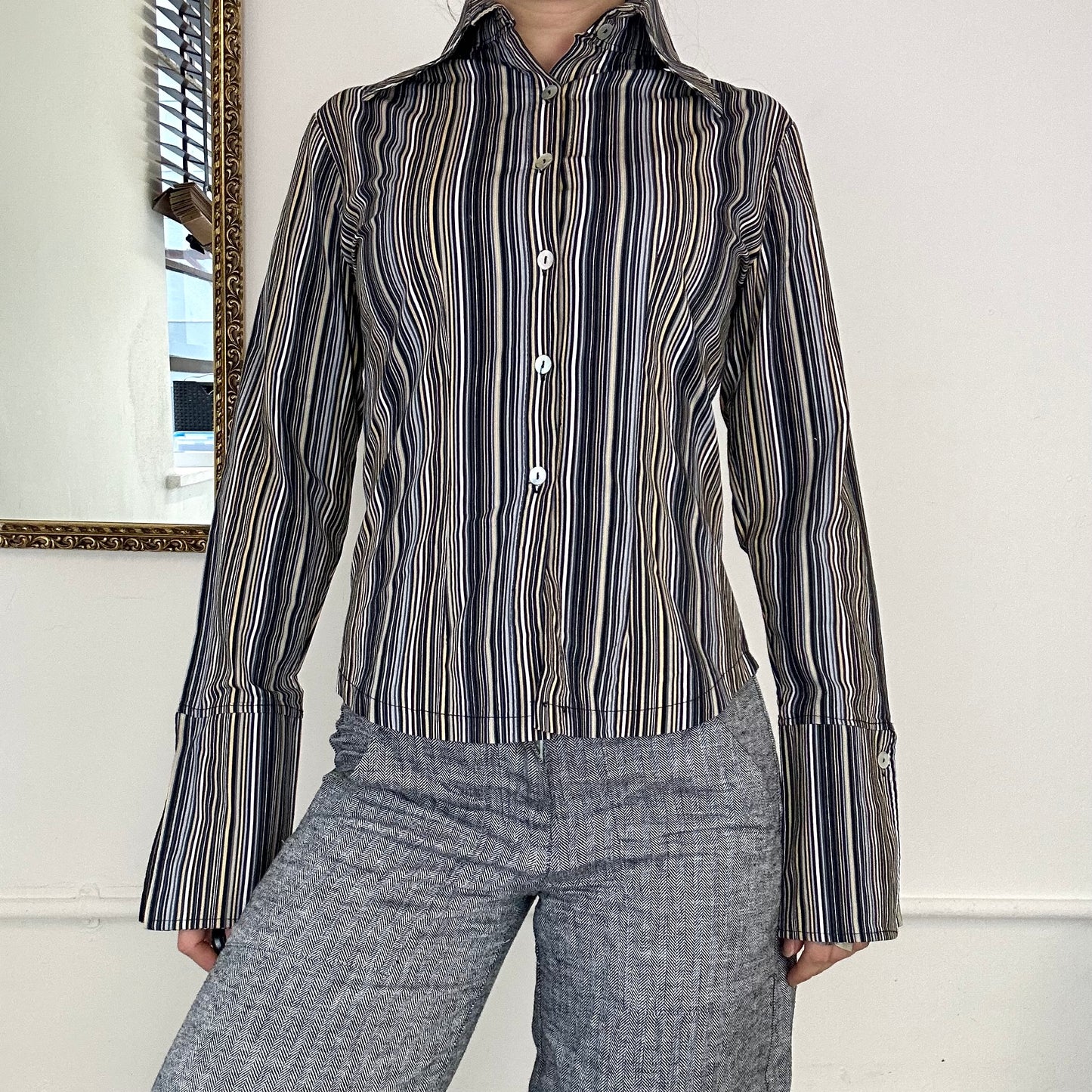 vintage striped fitted shirt