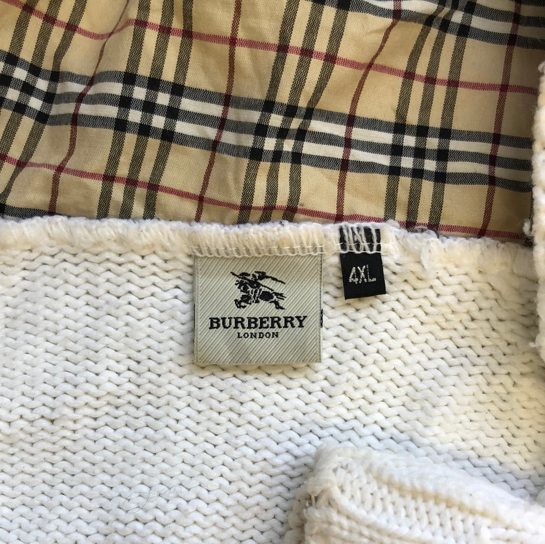 white knitted burberry zip hoodie