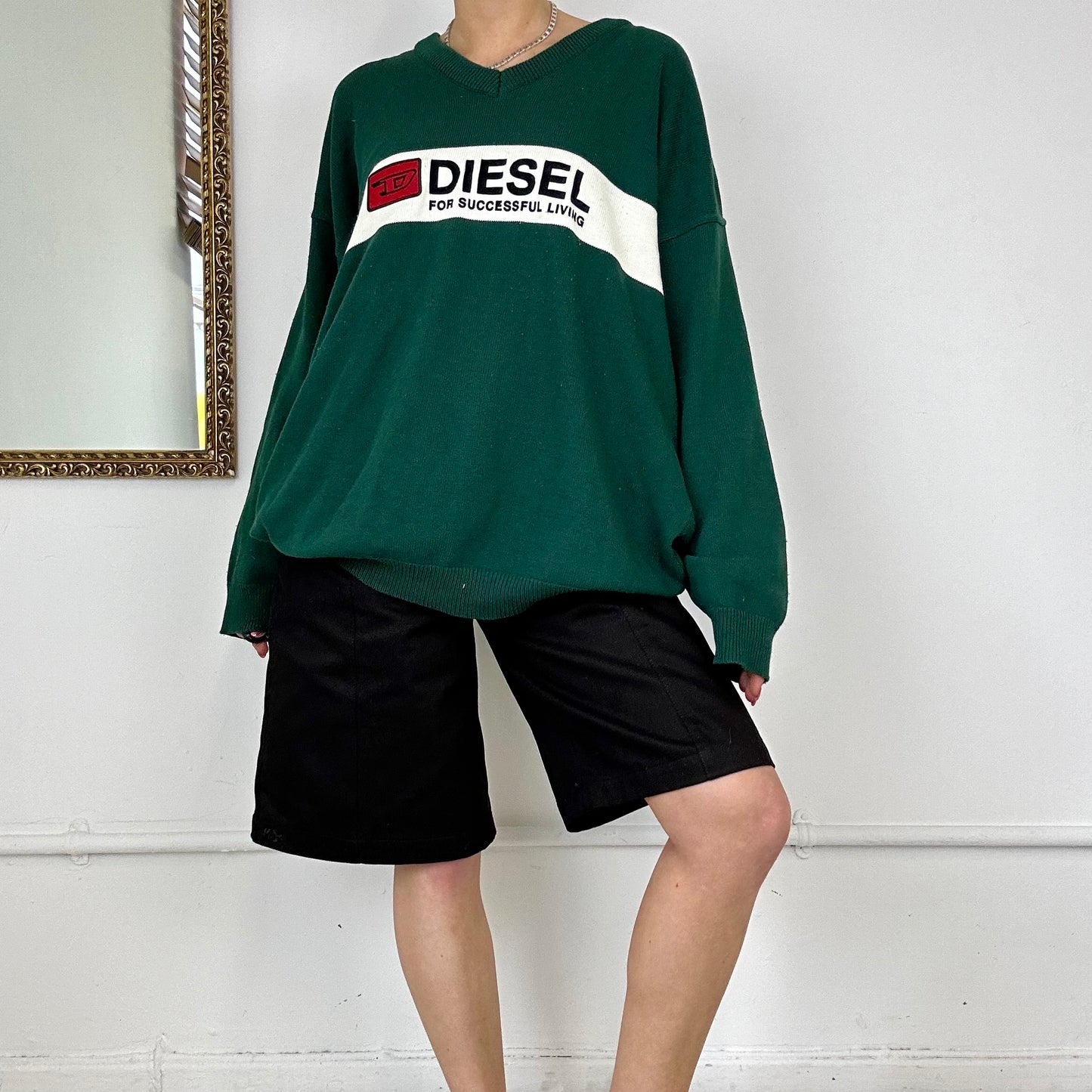 vintage green diesel knitted jumper