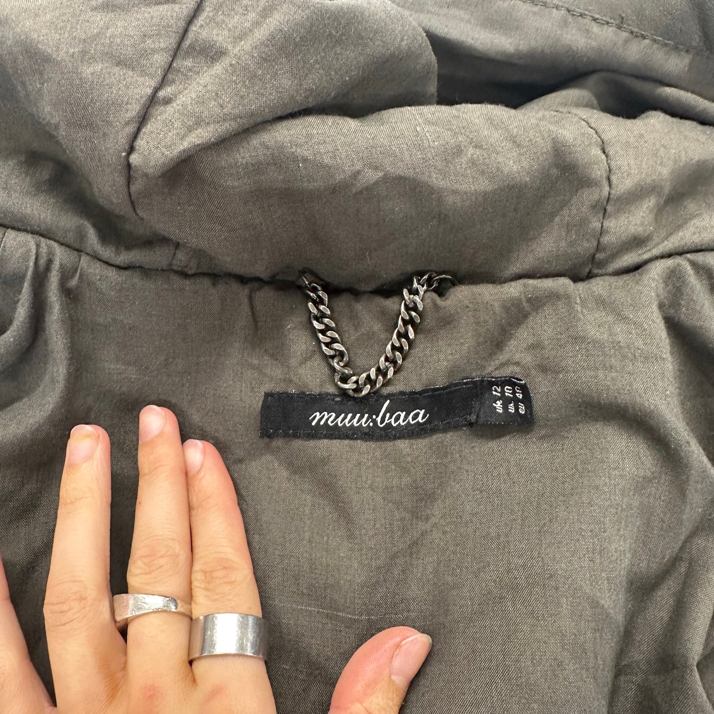 2000's grey double breasted hooded leather jacket