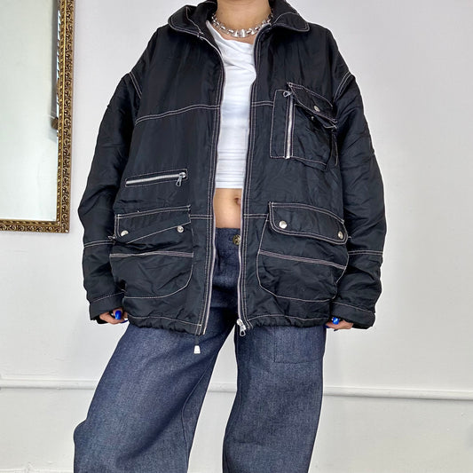 baggy contrast stitch bomber jacket