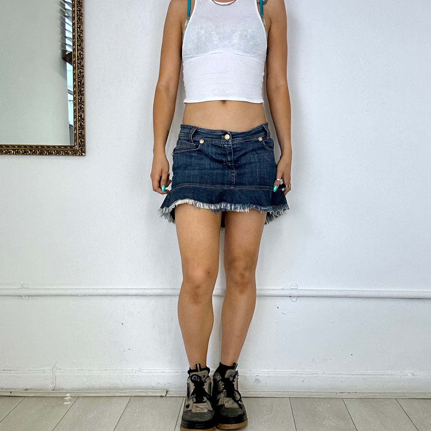 00's denim mini skirt