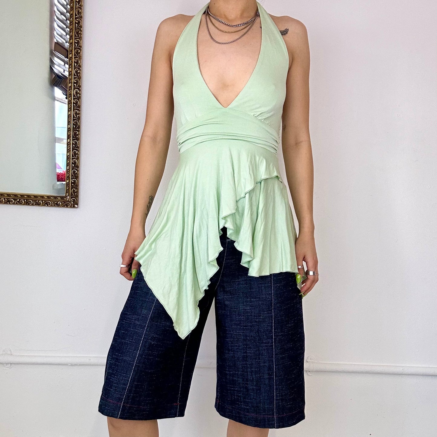 asymmetric halter neck top