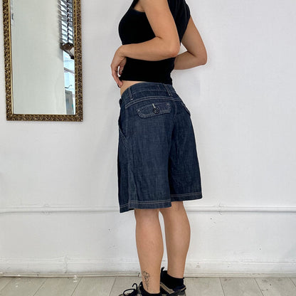 vintage denim pleated shorts