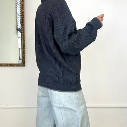 vintage italian grey knitted zip up sweatshirt