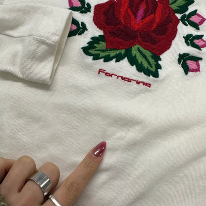 2000's embroidered long sleeve top