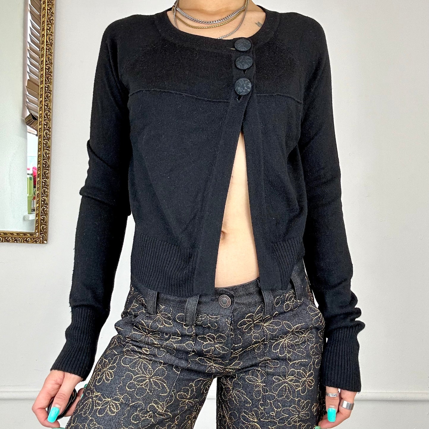 asymmetric black cardigan