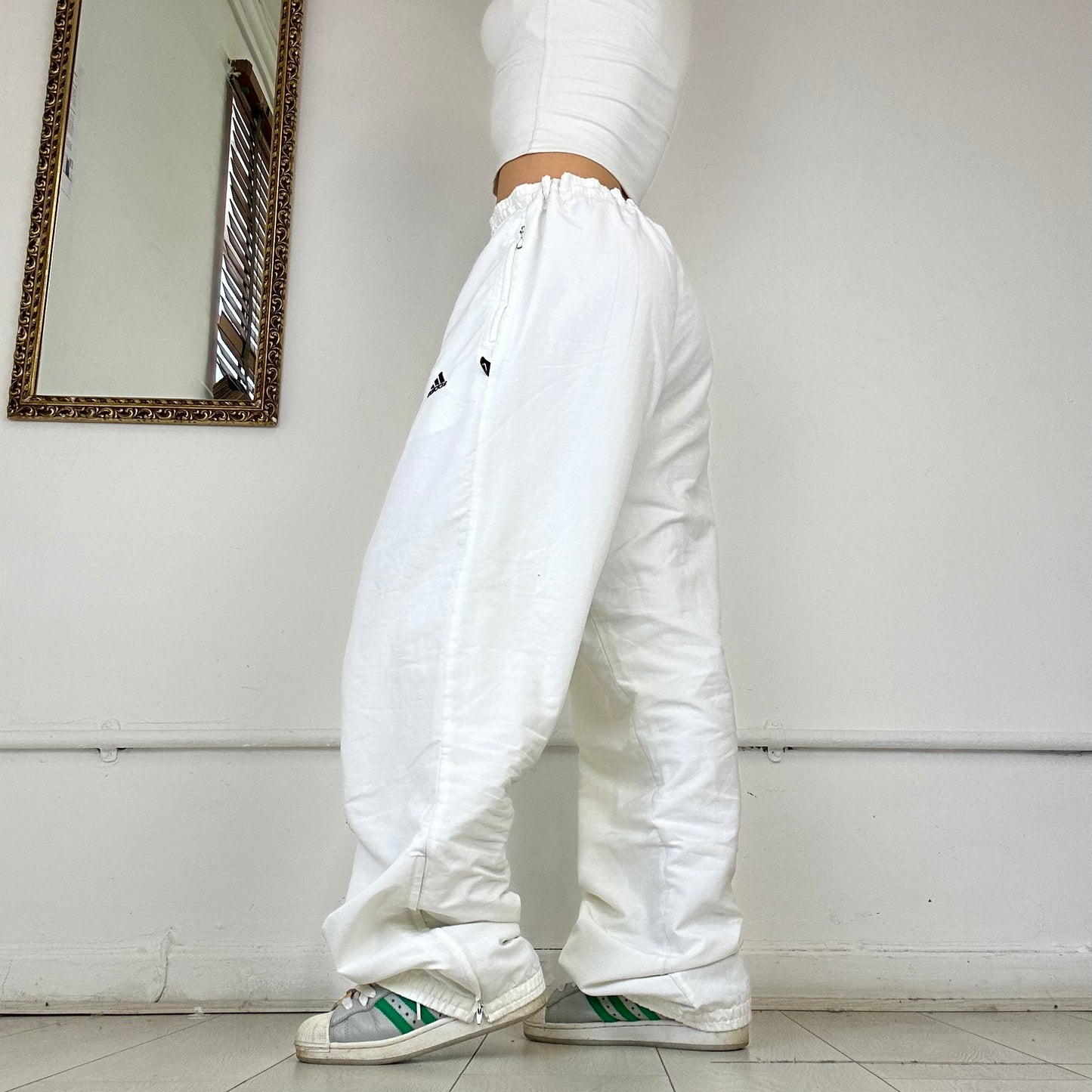 adidas baggy white tracksuit trousers