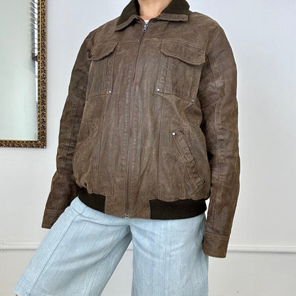 vintage brown leather jacket