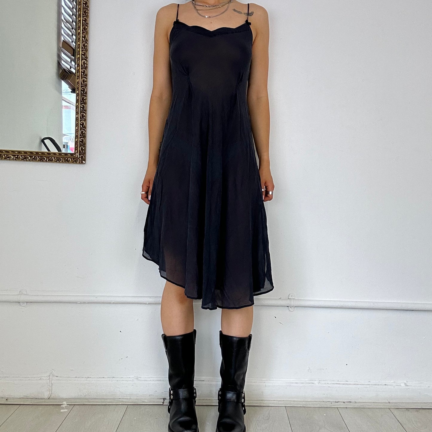 90's sheer black flowy dress