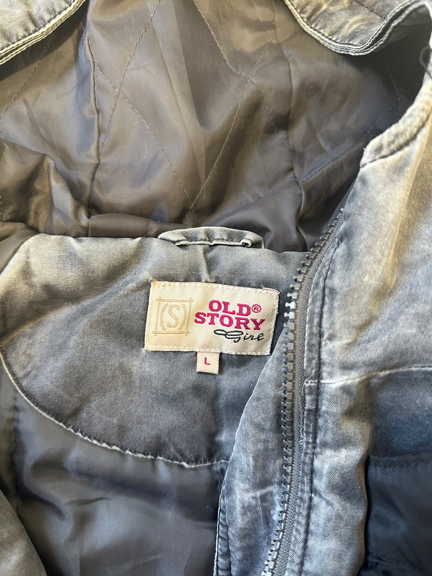 vintage old story grey bomber jacket