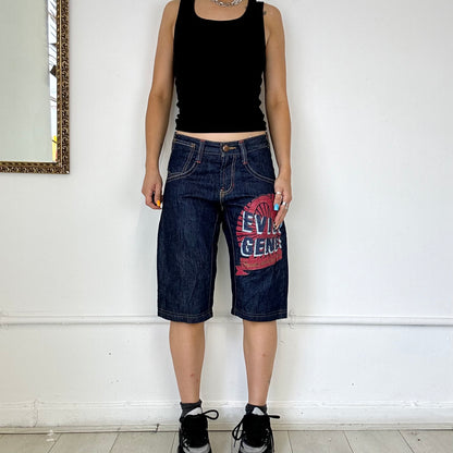 dark wash evisu denim shorts