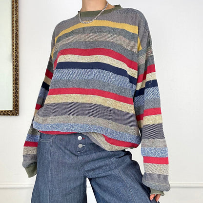 vintage colourful striped knitted jumper