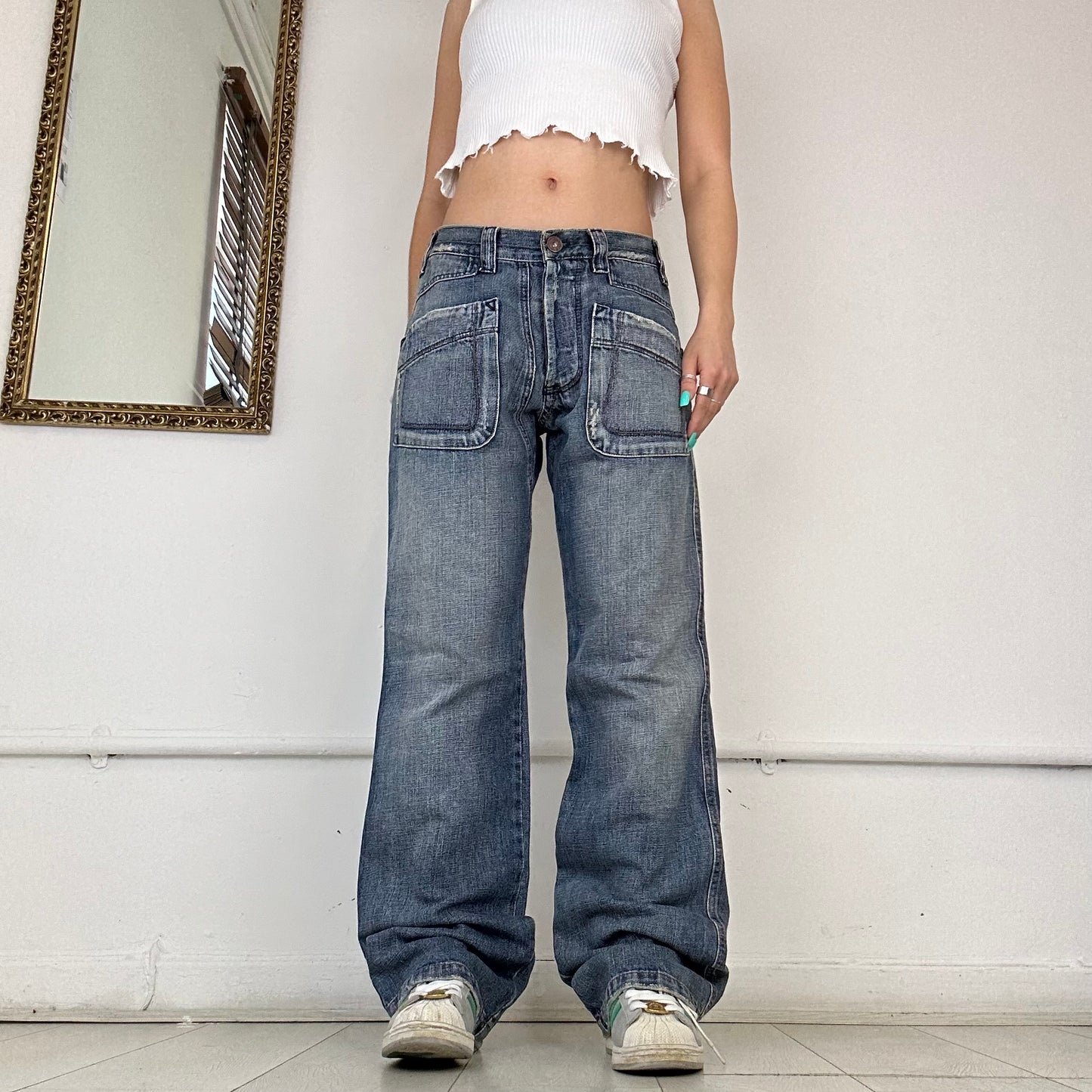 wide leg cargo jeans