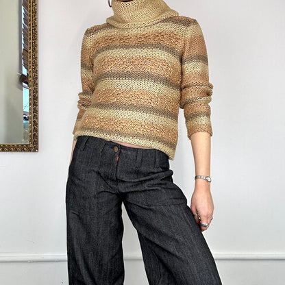 2000'S stripe roll neck knit jumper