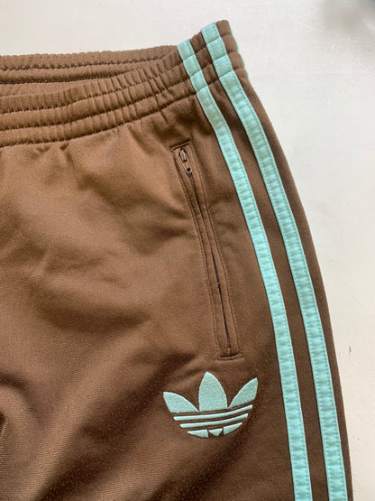 90’s adidas  brown & blue three stripe baggy joggers